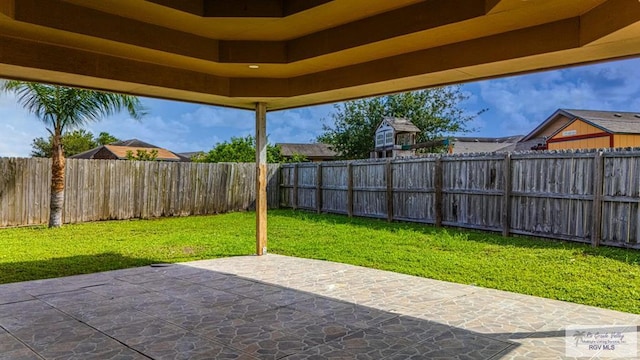 2400 Firenze St, Brownsville, TX 78520 - fenced backyard featuring a patio area
