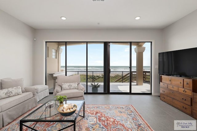 living area featuring recessed lighting