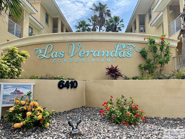 view of community sign