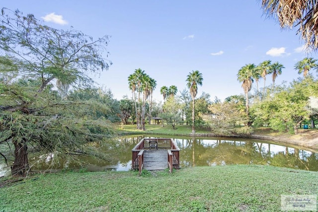 dock area featuring a water view