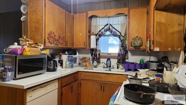 kitchen featuring white dishwasher and sink