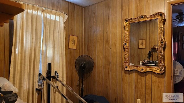 room details featuring wooden walls