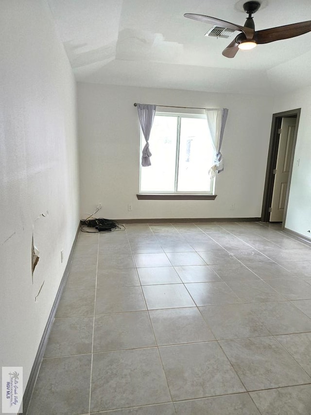 4727 Las Palomas St, Brownsville, TX 78521 - tiled empty room featuring ceiling fan and baseboards