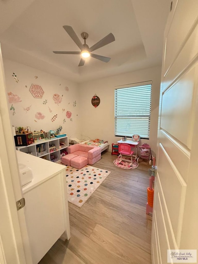 1992 Lulu St, Brownsville, TX 78577 - game room featuring a ceiling fan and light wood-type flooring
