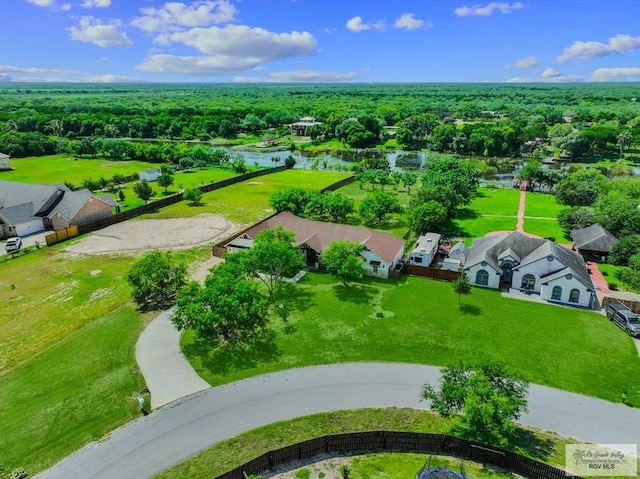 25142 Teal Cir, San Benito, TX 78586 - birds eye view of property with a water view and a view of trees