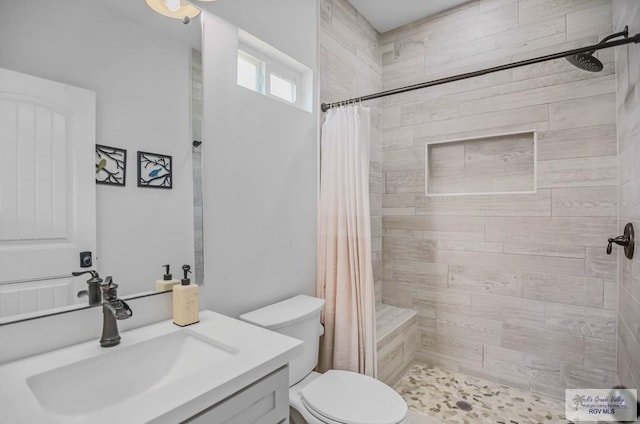 25142 Teal Cir, San Benito, TX 78586 - full bathroom with toilet, tiled shower, and vanity