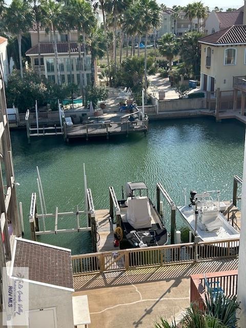 view of dock featuring a water view