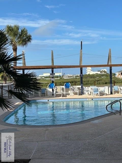 view of swimming pool with a patio