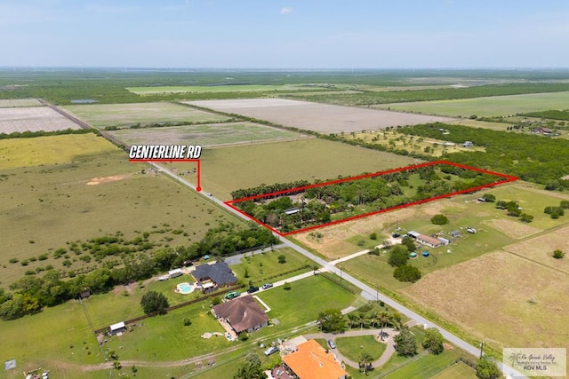 38639 Centerline Rd, Los Fresnos, TX 78566 - overview of rural landscape featuring property parcel outlined