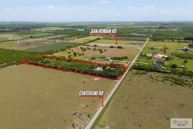 38639 Centerline Rd, Los Fresnos, TX 78566 - overview of rural landscape with property parcel outlined