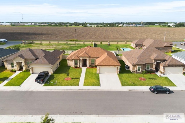 bird's eye view with a rural view