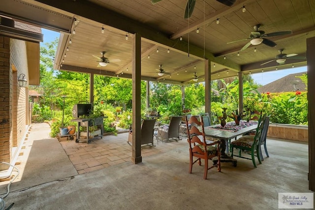 1808 E Palm Valley Dr, Harlingen, TX 78552 - view of patio with a ceiling fan and outdoor dining space