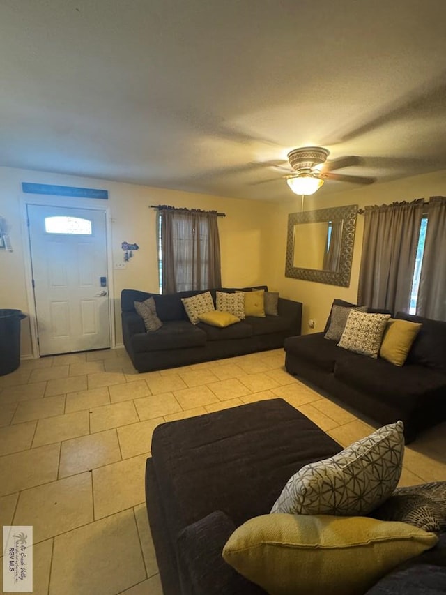2965 Monte Cristo Dr, Brownsville, TX 78526 - tiled living room featuring plenty of natural light and a ceiling fan