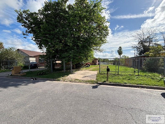 view of front facade featuring a gate, fence, and a front yard