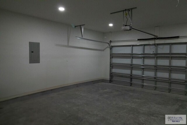 1272 Bridle Way, San Benito, TX 78586 - garage with electric panel, a garage door opener, and recessed lighting