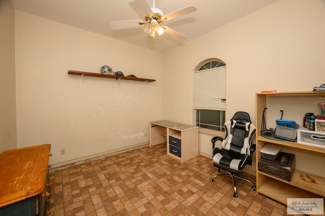 office area featuring ceiling fan