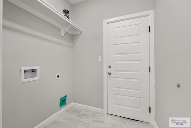 clothes washing area with hookup for an electric dryer and hookup for a washing machine