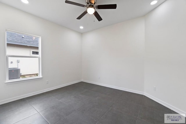 473 Santiago St, La Feria, TX 78559 - spare room featuring recessed lighting, a ceiling fan, and baseboards