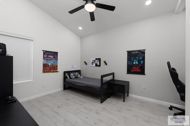269 Cameo Dr, San Benito, TX 78586 - office with a ceiling fan, recessed lighting, baseboards, and high vaulted ceiling