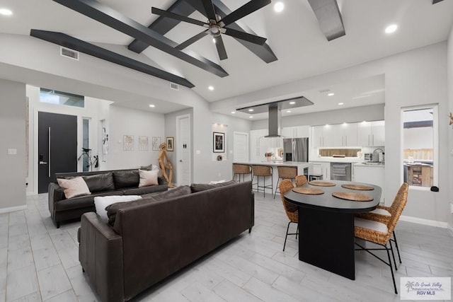 269 Cameo Dr, San Benito, TX 78586 - living room featuring wine cooler, a ceiling fan, recessed lighting, and baseboards