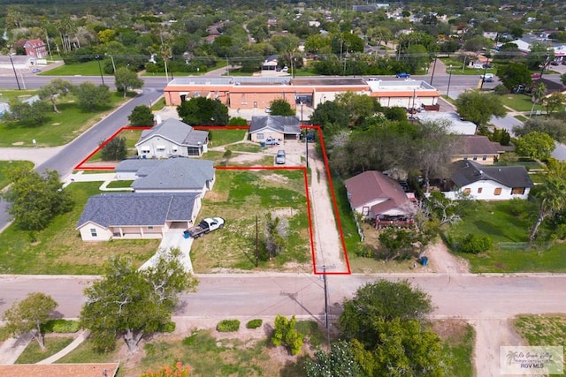 drone / aerial view with a residential view