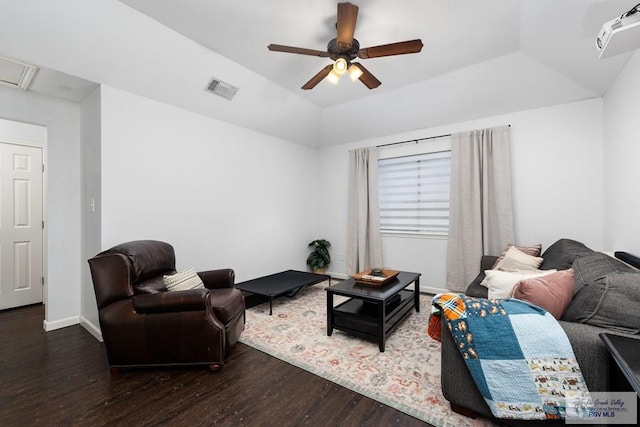 2853 Fleet St, Brownsville, TX 78521 - living area featuring wood finished floors, ceiling fan, and lofted ceiling