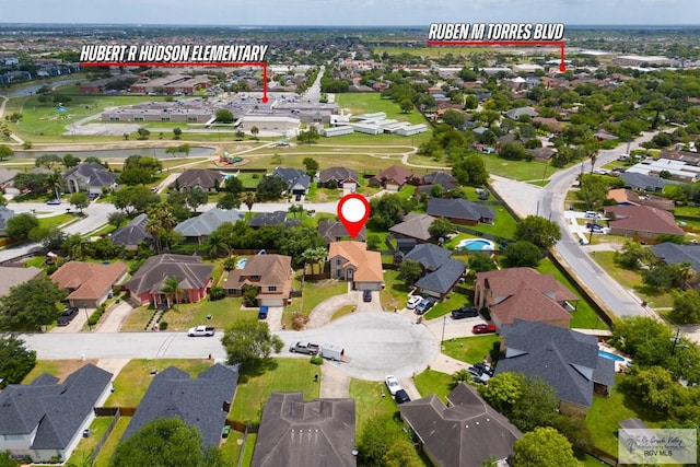 2853 Fleet St, Brownsville, TX 78521 - aerial overview of property's location featuring nearby suburban area