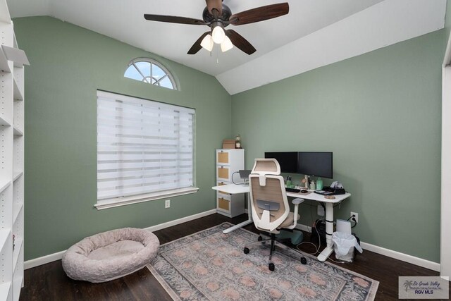 2853 Fleet St, Brownsville, TX 78521 - office space with lofted ceiling, wood finished floors, and ceiling fan