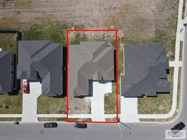 7336 San Andres St, Brownsville, TX 78526 - aerial perspective of suburban area featuring property boundaries highlighted