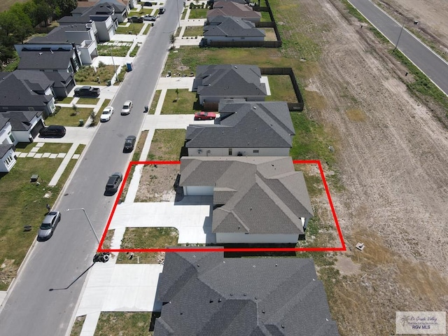 7336 San Andres St, Brownsville, TX 78526 - aerial perspective of suburban area featuring property parcel outlined