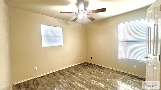 2839 Regency Dr, Brownsville, TX 78526 - unfurnished room with ceiling fan, wood finished floors, and baseboards