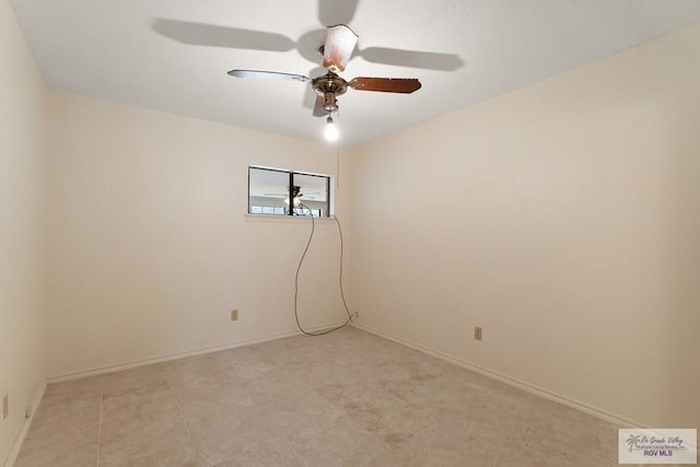 unfurnished room featuring ceiling fan