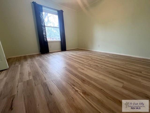 spare room with light hardwood / wood-style flooring