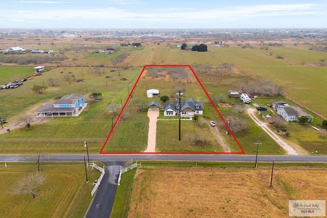 aerial view featuring a rural view