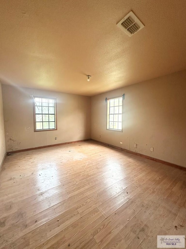 22920 Angel St, Harlingen, TX 78552 - empty room featuring plenty of natural light, a textured ceiling, light wood-style floors, and baseboards