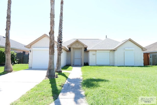 9165 Los Olmos Dr, Los Fresnos, TX 78566 - single story home featuring driveway, a garage, brick siding, and roof with shingles