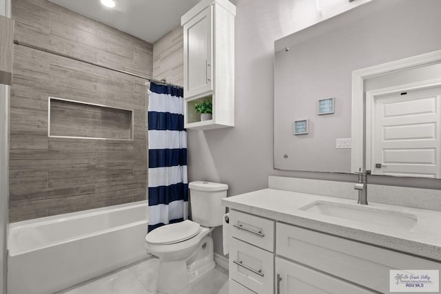 31689 E Jardin E, Los Fresnos, TX 78566 - bathroom featuring vanity, shower / bathtub combination with curtain, and recessed lighting