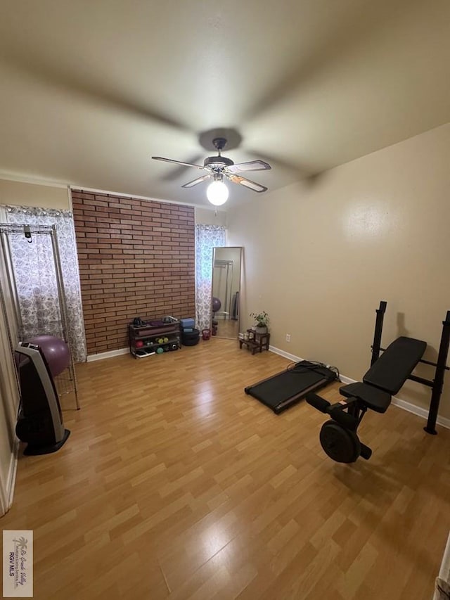 1901 Martha St, Harlingen, TX 78550 - exercise room featuring light wood finished floors and ceiling fan