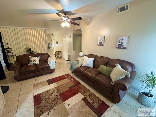 1901 Martha St, Harlingen, TX 78550 - tiled living room featuring ceiling fan
