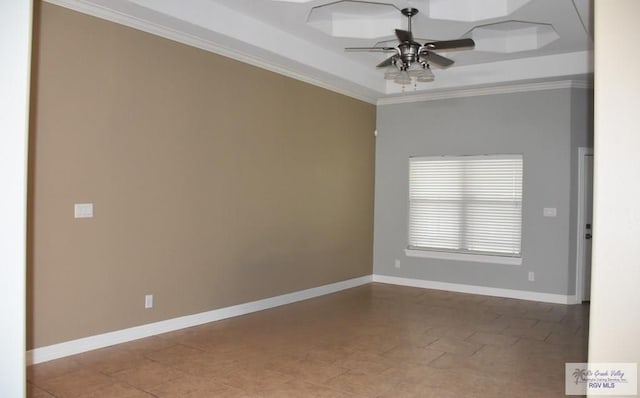 1714 Christian Cir, Harlingen, TX 78550 - unfurnished room featuring ornamental molding, ceiling fan, and baseboards