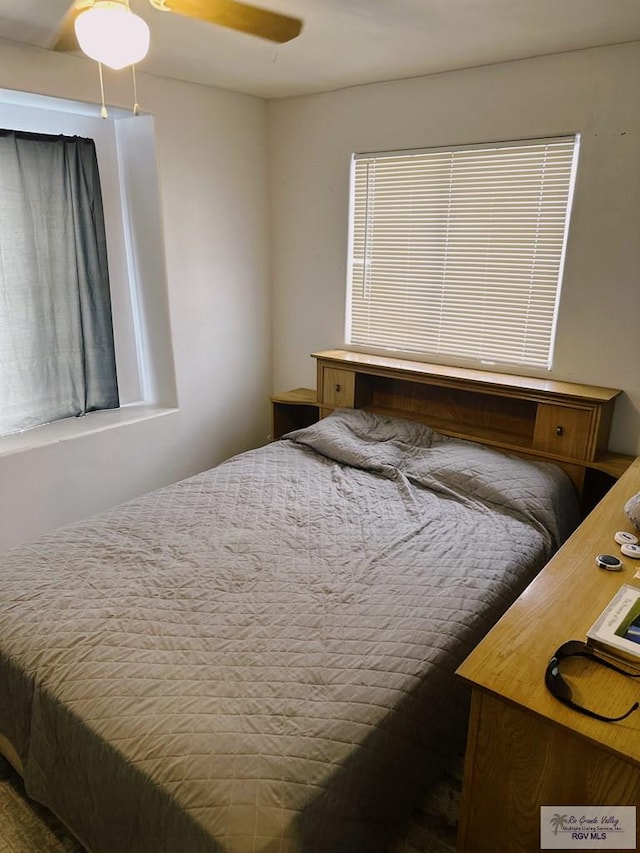 bedroom featuring ceiling fan