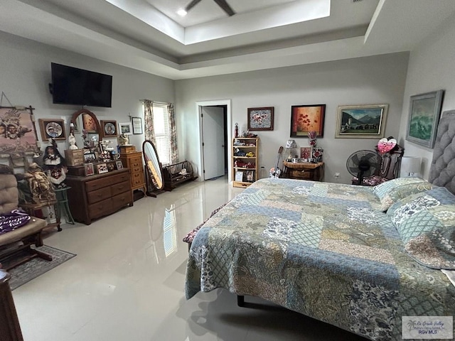 bedroom with a raised ceiling