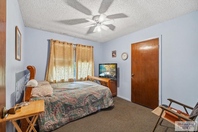 734 Billy Mitchell Blvd, Brownsville, TX 78521 - bedroom featuring carpet flooring, a textured ceiling, and ceiling fan