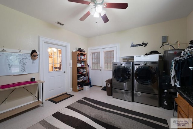 31660 Fm 1575, Los Fresnos, TX 78566 - laundry room featuring separate washer and dryer, light floors, and ceiling fan