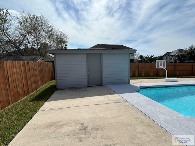 exterior space featuring a fenced in pool