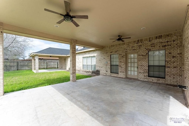 view of patio / terrace featuring ceiling fan