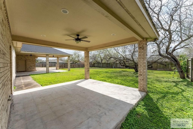 view of patio / terrace with ceiling fan