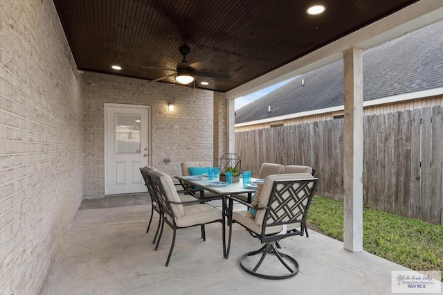 1903 W Webster Dr, Edinburg, TX 78542 - fenced backyard with ceiling fan, outdoor dining space, and a patio area