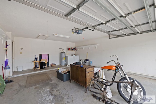 100 Pocahontas Dr Unit 100, Harlingen, TX 78552 - garage with washer and clothes dryer, water heater, and a garage door opener
