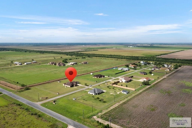 bird's eye view with a rural view